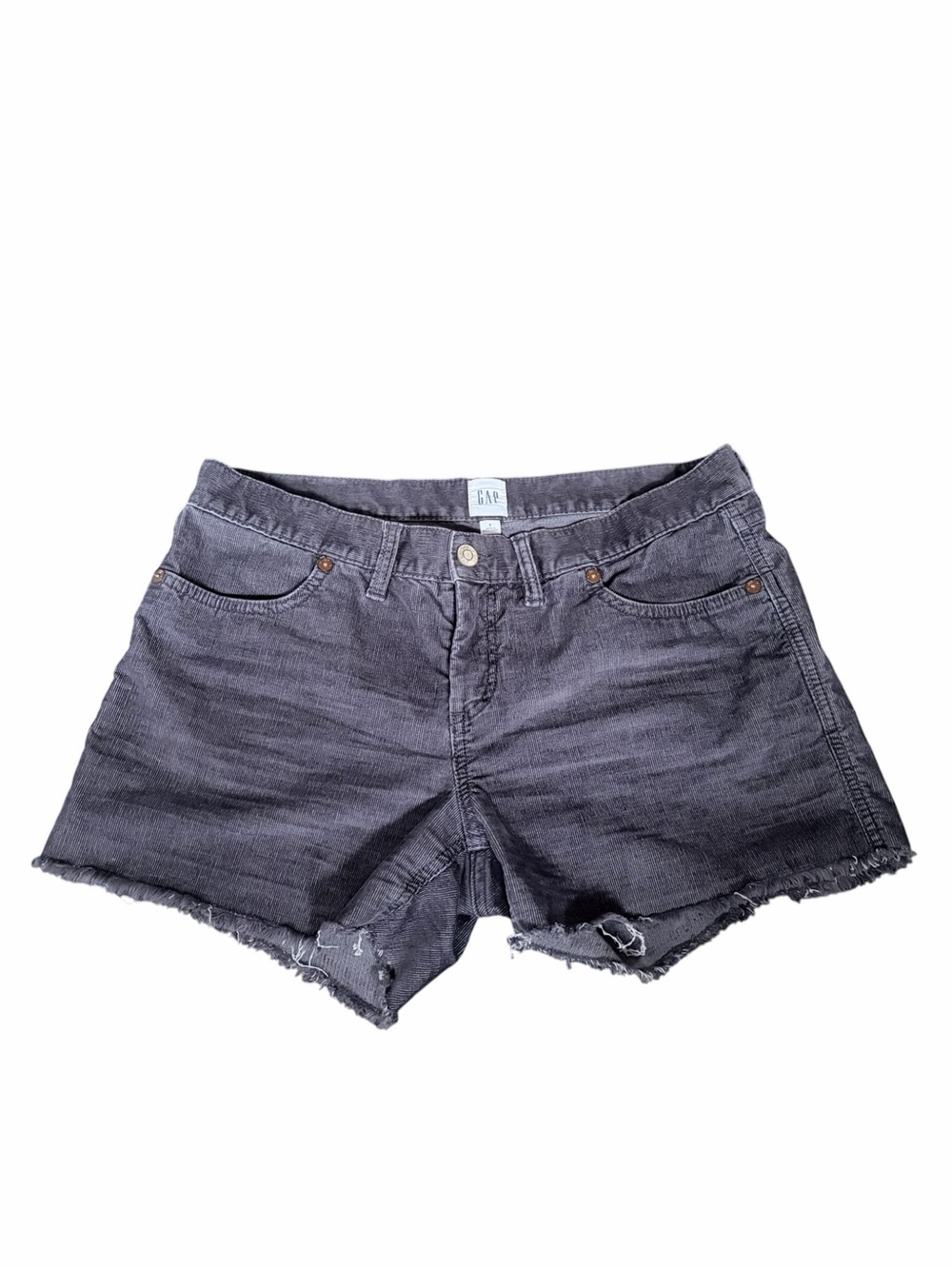 GAP Dark Gray Gap Corduroy Cut-Off High Waist Shorts - Dark Grayish Blue